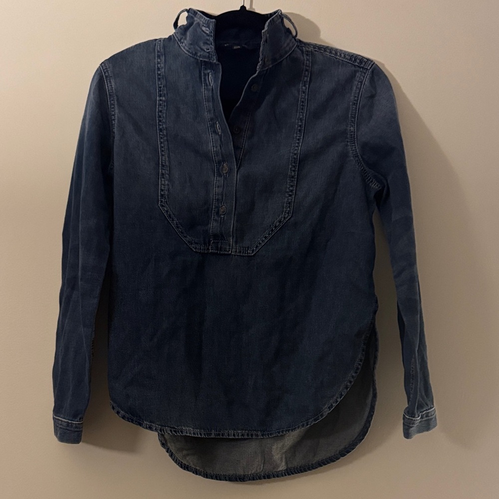 Banana Republic Dark Denim Button-Down Popover Shirt